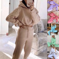 Beige cropped hoodie and matching sweatpants set from pink piece sweatsuits sexy cropped set collection