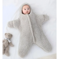 A soft plush gray star fleece baby quilt sleeper with hood and front zipper in pink plush star style