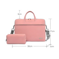 Pink pu leather women laptop bag with pouch featuring minimalist design fabric finish and silver-toned zippers