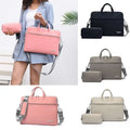 Pink pu leather women laptop bag with pouch in minimalist design featuring silver-toned hardware