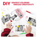 Pink rabbit polaroid children’s cartoon camera with pink grafeut diy photo coloring machine and cute face design