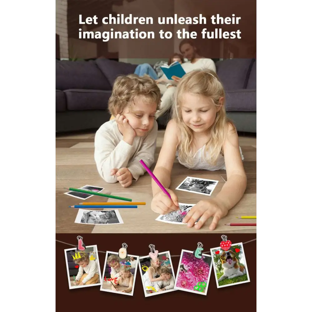 A set of colorful clip-style photo holders with decorative clips for pink rabbit polaroid children’s cartoon camera use