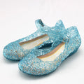 Light blue glittery resin mary jane shoes with lace pattern and ankle strap from pink rose girls crystal collection summer princess shoes