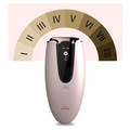 Pink rose gold home laser hair removal device with sleek oval body and black digital display for laser hair removal