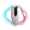 A sleek white and silver lux marasil facial laser hair removal device with a glossy finish and central power button