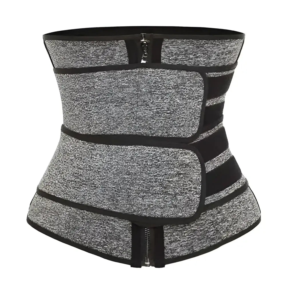 Gray and black heathered Pink Slimming Sheath waist trainer with adjustable elastic bands offers firm compression for women