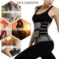 Black and gray striped pink slimming sheath waist trainer with straps featuring firm compression for women’s fitness use