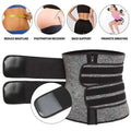 Gray and black striped pink slimming sheath waist trainer with adjustable straps and zipper closure for firm compression women’s waist trainer by royale essence lux