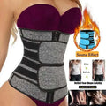 Gray and black striped royale essence lux women’s waist trainer with firm compression and adjustable sauna effect panels