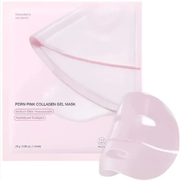 Pink translucent hydrating collagen facial mask featuring a delicate sheet design for intense skin hydration