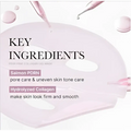 Pink translucent hydrating collagen facial mask with a delicate leaf-shaped gel design and soft pink dropper applicators