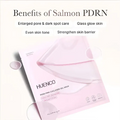 Pink huenco pdrn collagen gel mask with pink translucent hydrating collagen facial design and subtle salmon accents