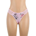 Pink floral thong with lace trim complementing a plus size embroidery patchwork lace sleeping dress design