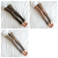 Plus size fake translucent fleece lined tights in black gray and beige sheer smooth stretchy material