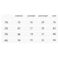 Size chart for plus size fat woman underwear red lace two piece suit showing measurements from 1x to 4xl
