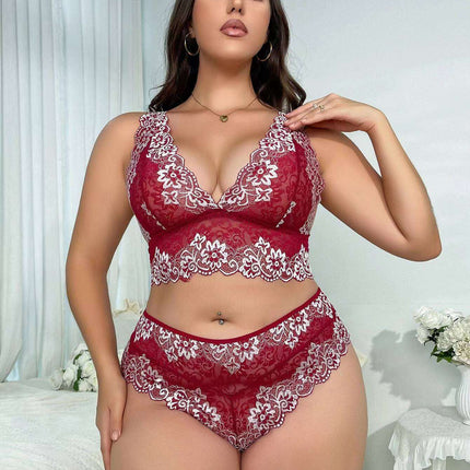 Plus Size Lace Underwear Suit - Royalessencelux