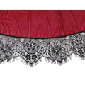 Black floral lace trim with frayed edges on plus size sexy backless nightdress for elegant lingerie wear