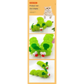 Plush catnip caterpillar toy featuring a green fuzzy friendly caterpillar with googly eyes and a red nose