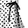White slim fit fishtail skirt with black polka dots and matching black drawstring tie for elegant wear