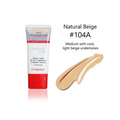 Natural beige 104a tube liquid foundation in white and red with iridescent silver matte silky tube for all skin types