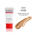 Phoera porcelain #101 matte silky tube liquid foundation in sand 105 medium tan with cool undertones in white red tube