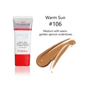 Phdera tube liquid foundation in warm sun 106 medium shade with warm golden-apricot undertones in matte silky tube