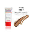 Phoeera tube liquid foundation honey 107 medium deep shade neutral undertones matte silky tube with iridescent silver accents