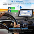 Black rectangular portable 7-inch on-board gps navigator mounted on car wagon dashboard with suction cup base