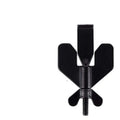 Portable black plastic winged door lock stopper featuring a black metal wing-shaped clamp with threaded screw bottom