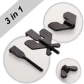 Portable black plastic winged door lock stopper featuring a 3-in-1 wing nut assembly with threaded shaft and flanged wings