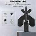Portable black plastic winged door lock stopper with 304 stainless steel threaded bolt for secure locking