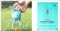 Portable light blue plastic dog poop scooper with handle and four legs and matching leakproof poop bag dispenser