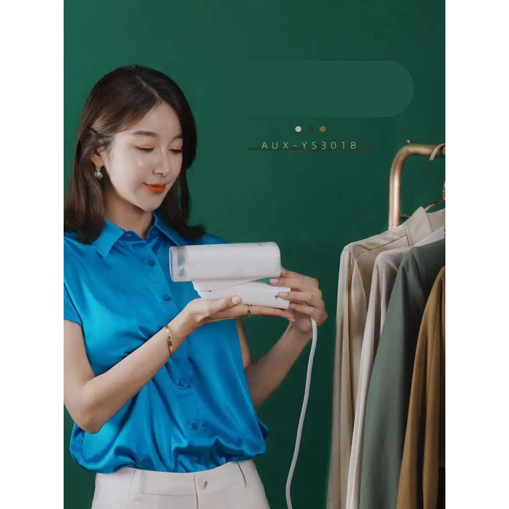 White aux-ys3018 portable handheld hanging ironing machine with folding handle and transparent water tank
