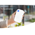 White rectangular household anion purifier with a blue circular button for portable odor removal in homes