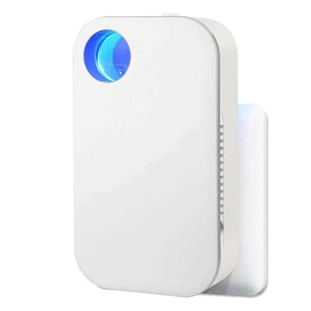 White rectangular household anion purifier with blue circular light and vertical vents for odor removal