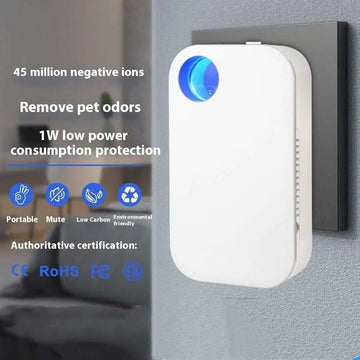 Portable household anion purifier with blue circular light for pet odor removal and low power consumption