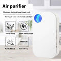 White wall-plug-in household anion purifier with blue circular LED night light for odor removal and portable use