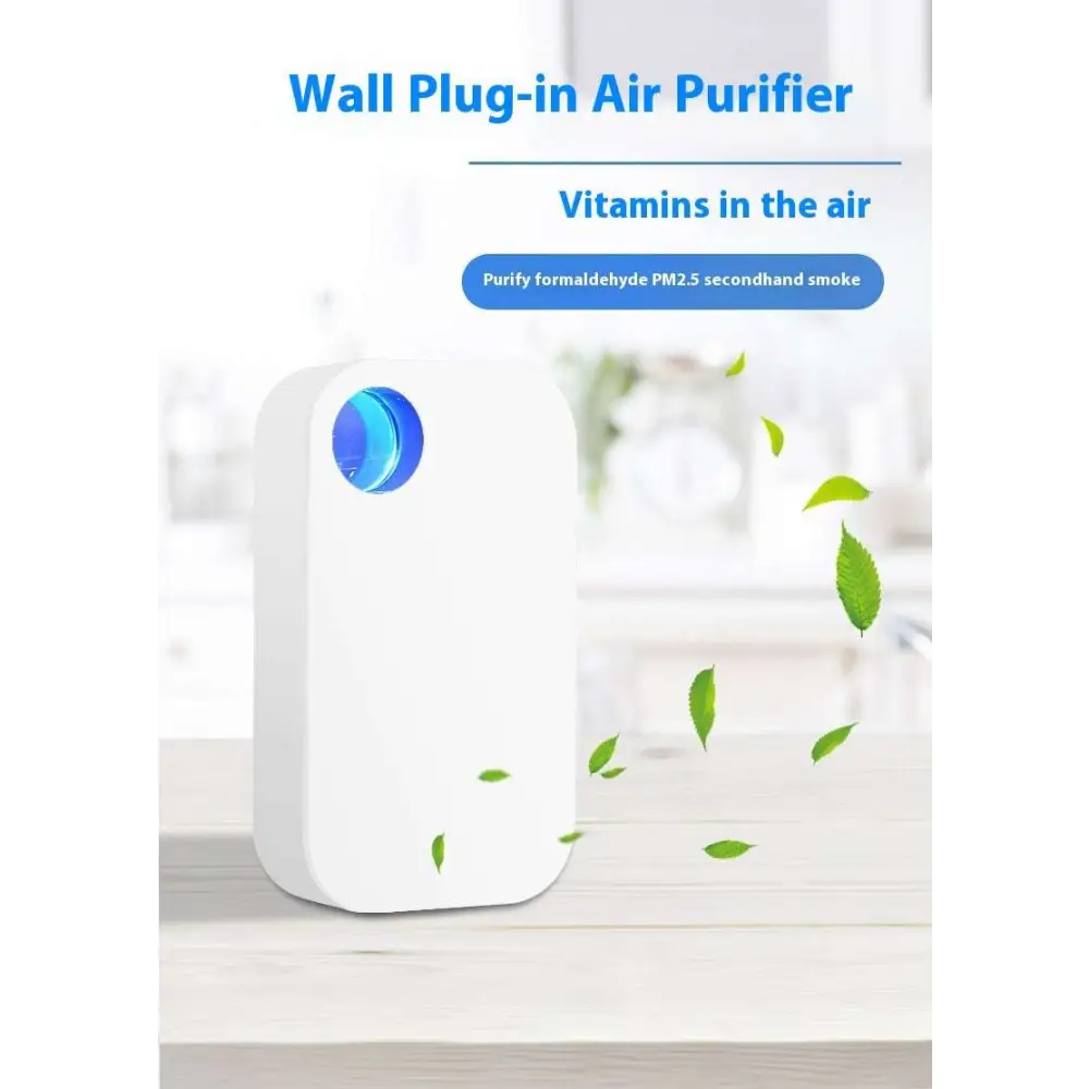 White wall plug-in household anion purifier with blue circular indicator light for effective odor removal