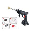 Black and red portable household lithium car washing machine with brass nozzle and ergonomic grip design