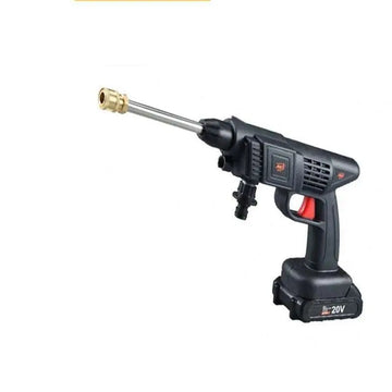 Portable household lithium cordless pressure washer in black and red with brass nozzle for lithium car washing and outdoor use