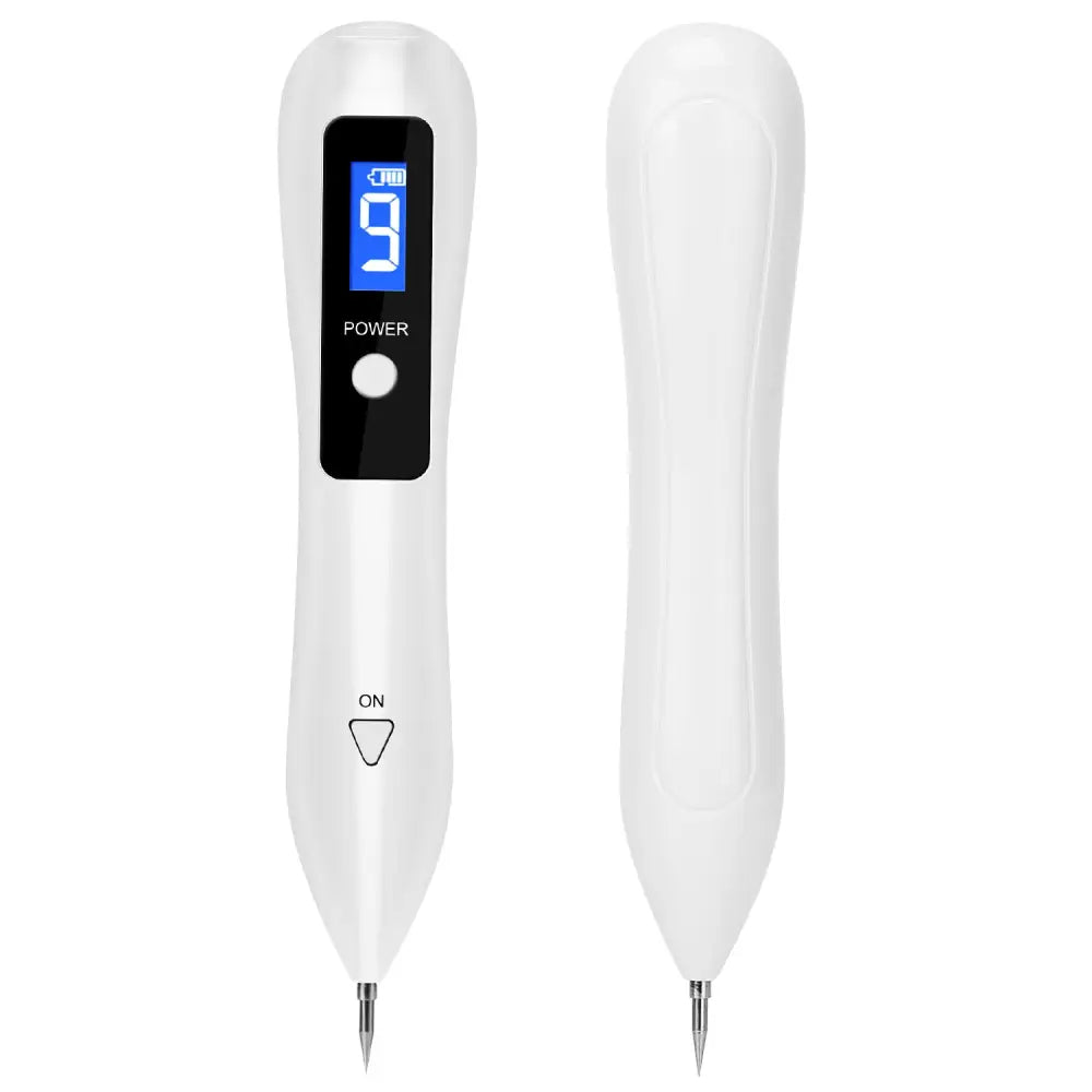 White electronic derma pen with digital display and on off button for portable lcd skin tag repair kit with usb charging