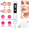 White portable lcd skin tag repair kit pen with digital display and multiple interchangeable needle tips for skin tag repair