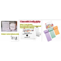 White portable mini label printer with compact design and black lettering thermosensitive sticky paper rolls