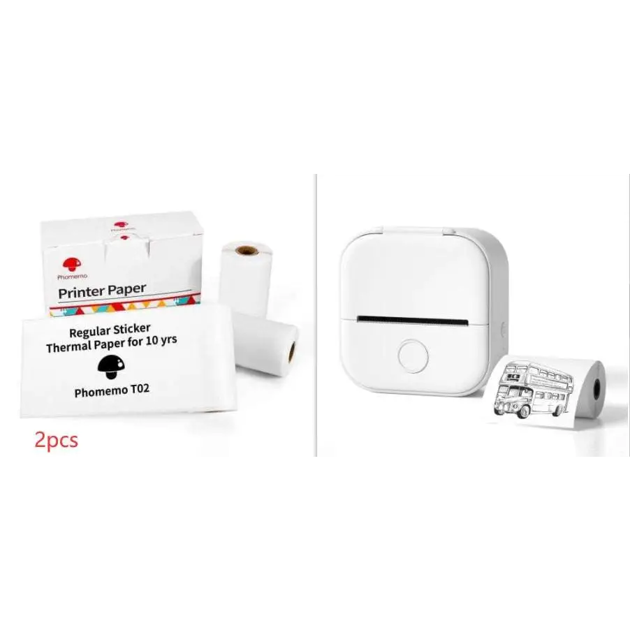 White portable mini thermal paper rolls with black lettering thermosensitive for phomemo t02 portable mini label printer