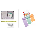 Mint green and white portable mini label printer with circular button and black lettering thermosensitive sticky paper rolls
