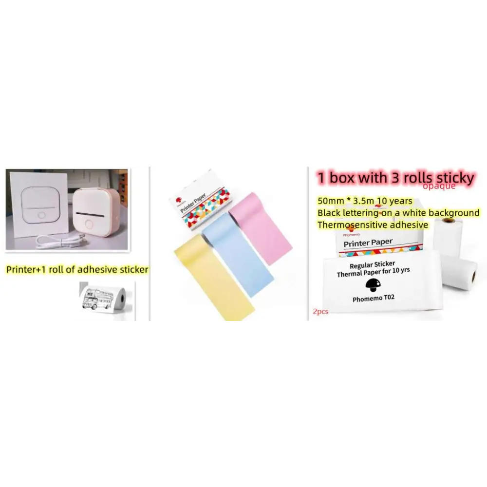 White portable mini label printer with rounded edges and single button for black lettering thermosensitive sticky paper rolls