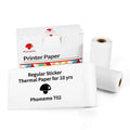 White portable mini thermal paper rolls for phomemo t02 printer with black lettering thermosensitive in branded box