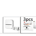 White portable mini label printer with black lettering thermosensitive rolls for compact and efficient labeling