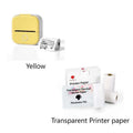 Yellow phomemo t02 portable mini label printer with sleek square design white accents and black lettering thermosensitive paper rolls