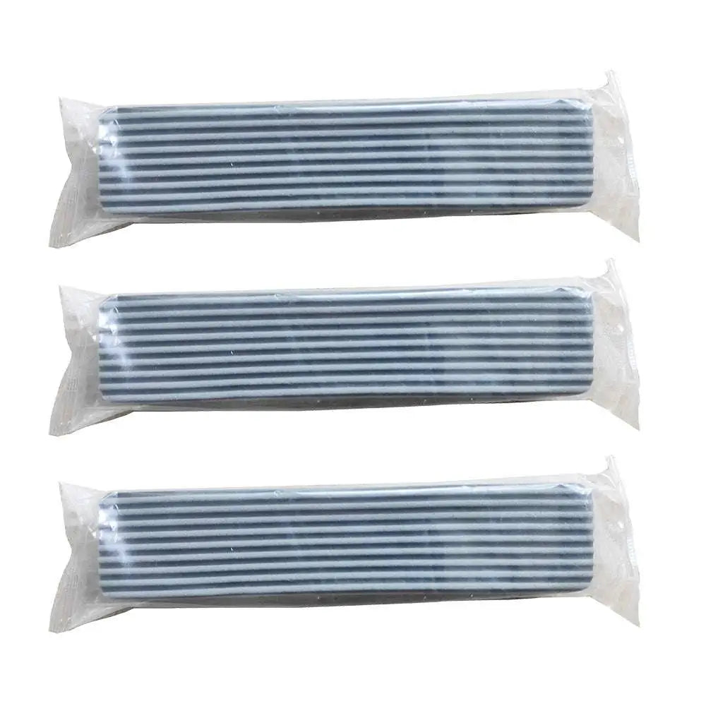 Three individually wrapped gray and white striped rubber bands for portable self-squeezing mini mop with absorbent cotton head